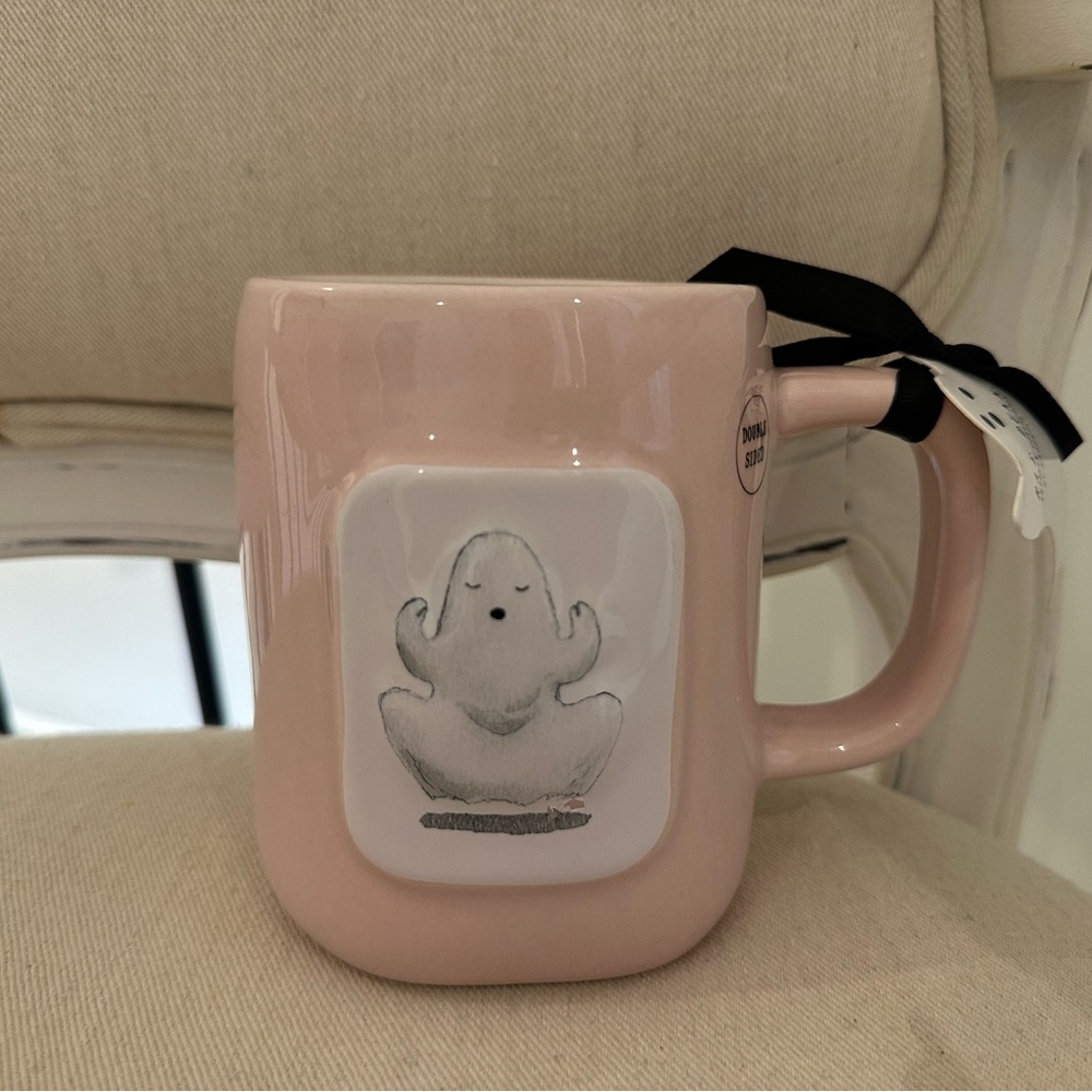 Rae Dunn Pink Ghost Nama Stay Ghostly Artisan Halloween Mug NWT